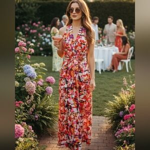 Vintage 70's Halter Button Down Midi Dress Size XS